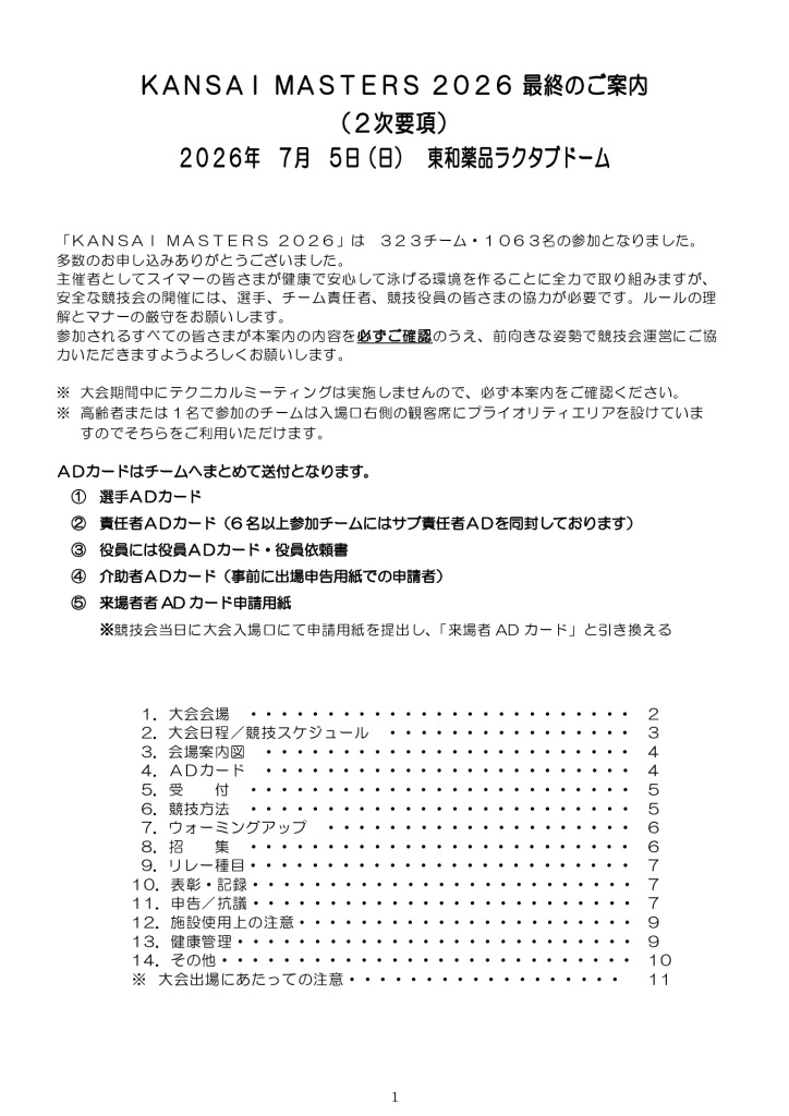 KANSAI MASTERS 2026